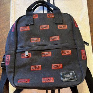 Loungefly Disney Marvel Red Embroidered Black Canvas Square Backpack Bag